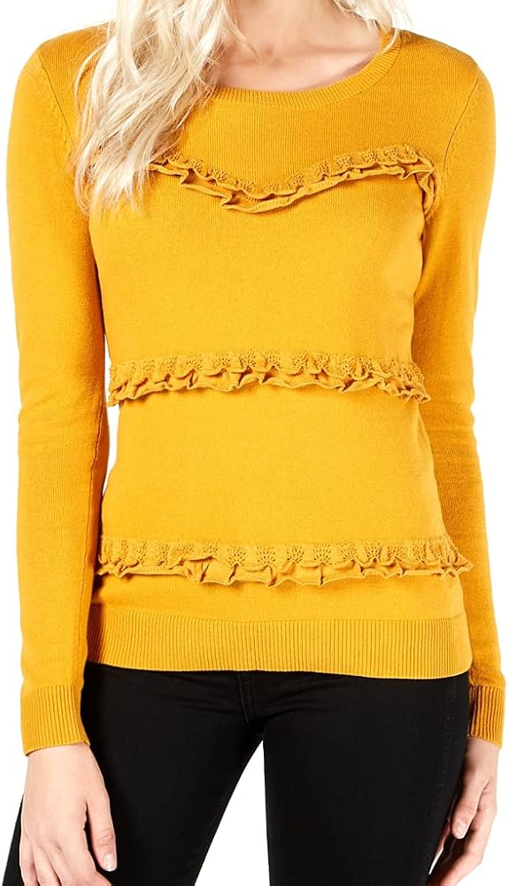 Maison Jules Womens Ruffled Pullover Sweater