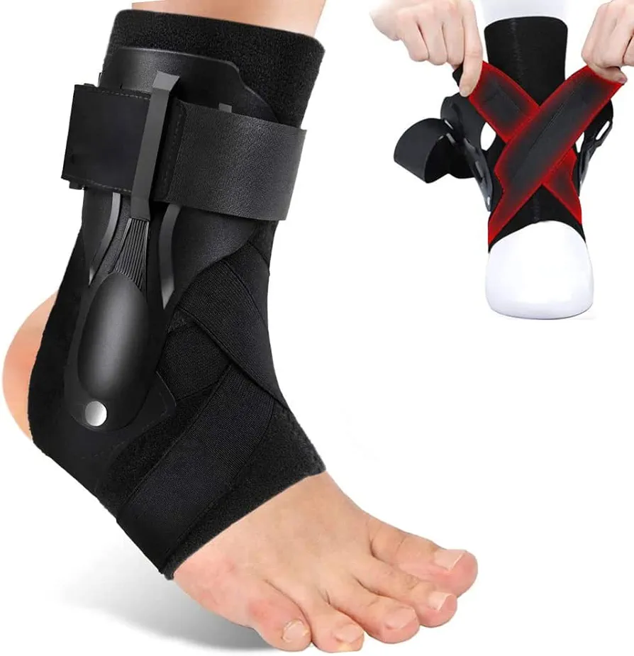 Ankle Brace for Sprained Ankle, Ankle Support Brace with Side Stabilizers for Men & Women, Ankle Splint Stabilizer Volleyball, Basketball, Ankle Supports for Women (Update L)