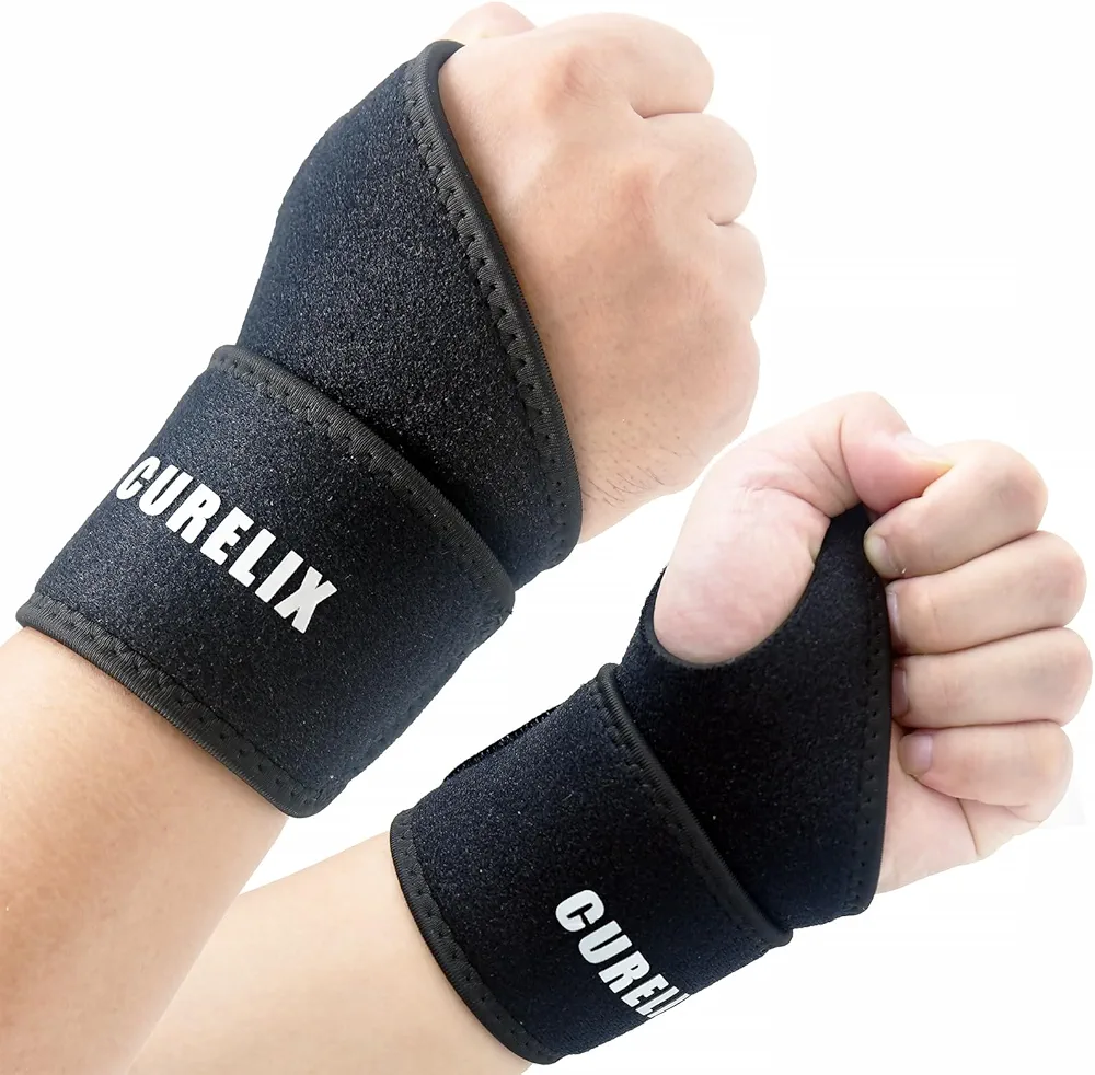 CURELIX 2 Pack Wrist Brace for Carpal Tunnel for Night Sleeping Support, Compression Wrist Supports for Women Men, Adjustable Wrist Splint for Right Left Hand for Arthritis Tendonitis (Black)