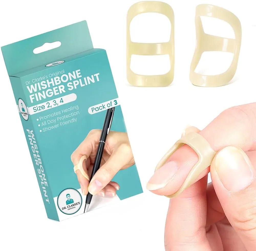 Dr. Clarke's Original Wishbone Finger Splints - Size 1, 2, 3 - 3 Pack - Finger Splint, Thumb Splint, Trigger Finger Splint For Thumb, Middle, Pinky or Ring Finger - Finger Hand Brace for Arthritis, Mallet Finger