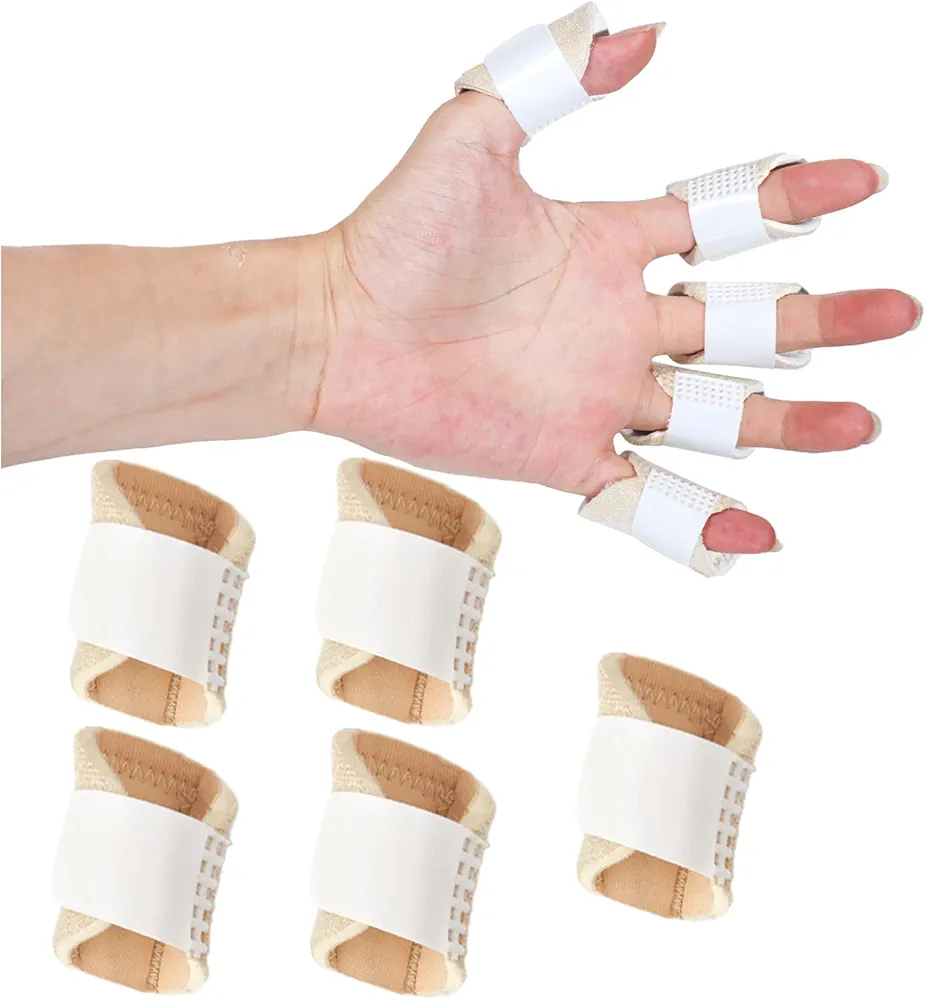 5PCS Finger Splints, Trigger Finger Splints, Thumb Finger Brace for Broken Fingers Straightening Arthritis Knuckle Immobilization Pain Relief Finger Support