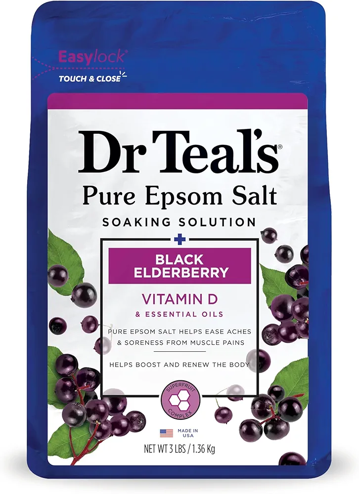 Dr Teal's Salt Soak with Pure Epsom Salt, Elderberry, 3 lbs