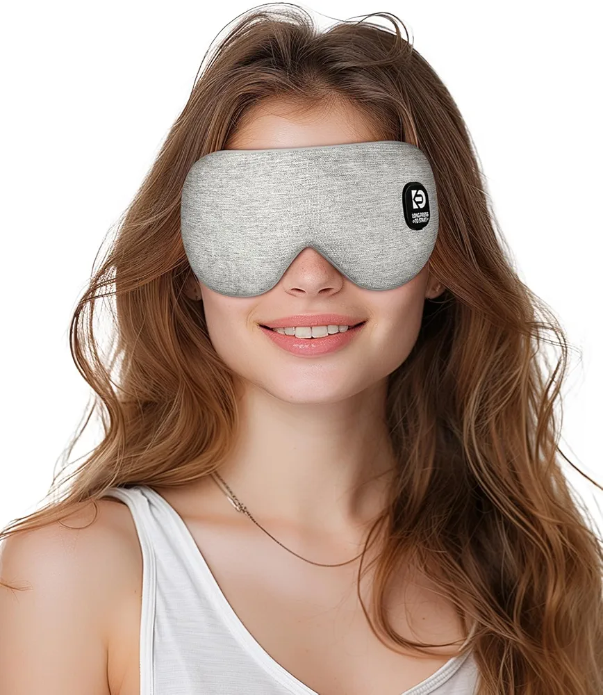 Wireless Heated Eye Mask for Dry Eyes Eye Strain Stye, Rechargeable Heated Sleeping Eye Mask Suitable for Airplane, Business Trip, Complete Light Blocking and Washable. Men/Womens Gifts Grey