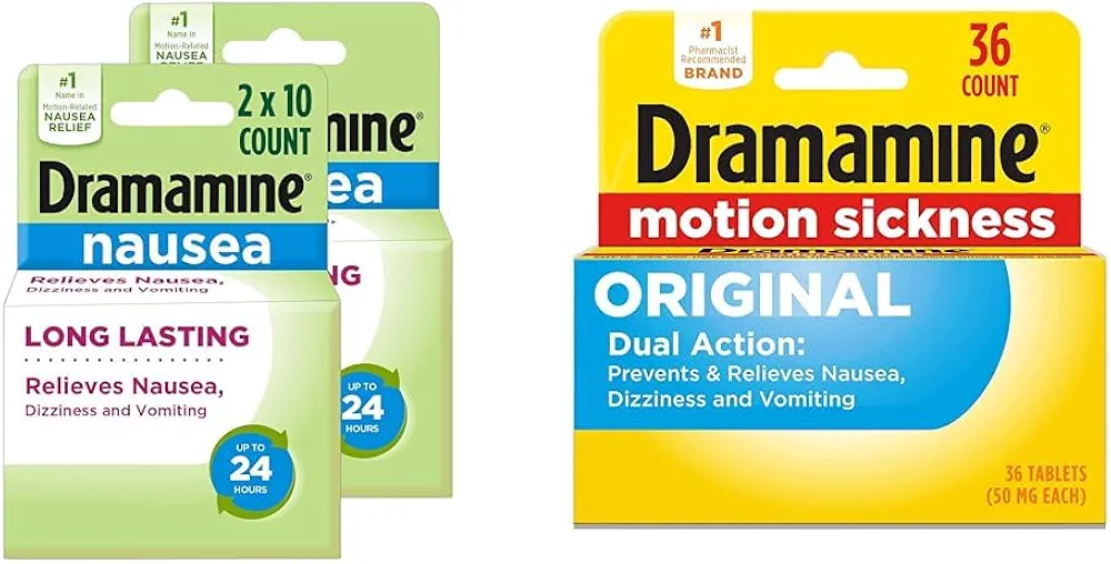 Dramamine Nausea Long Lasting 10 Count 2 Pack Motion Sickness Relief 36 Count