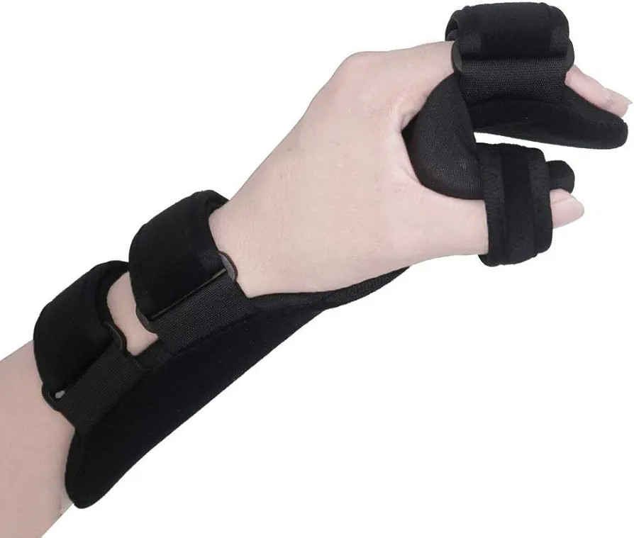 Soft Resting Hand Splint Night Wrist Splint Support Immobilizer Finger Wrist Fracture Fixation Scaffold for Stroke Hand Pain Tendinitis Sprain Fracture Arthritis Dislocation (Large, Left)