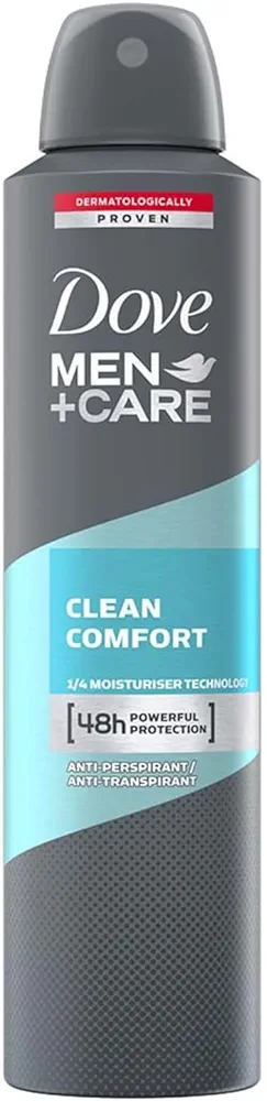 Dove MEN + CARE Clean Comfort Antiperspirant Deodorant 48 Hour Protection, 250 ml, Pack of 6