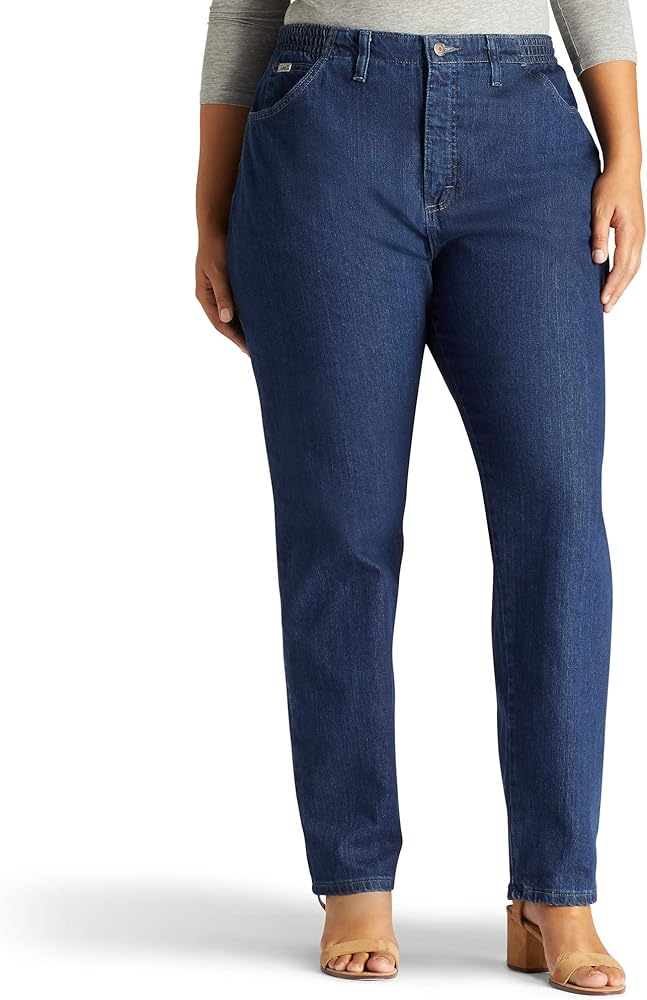 Lee Women's Plus Size Relaxed Fit Side Elastic Tapered Leg Jean