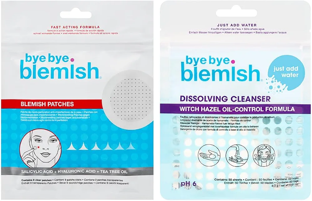 Bye Bye Blemish Blemish Patches and Dissolving Cleanser Witch Hazel Oil-Control Formula