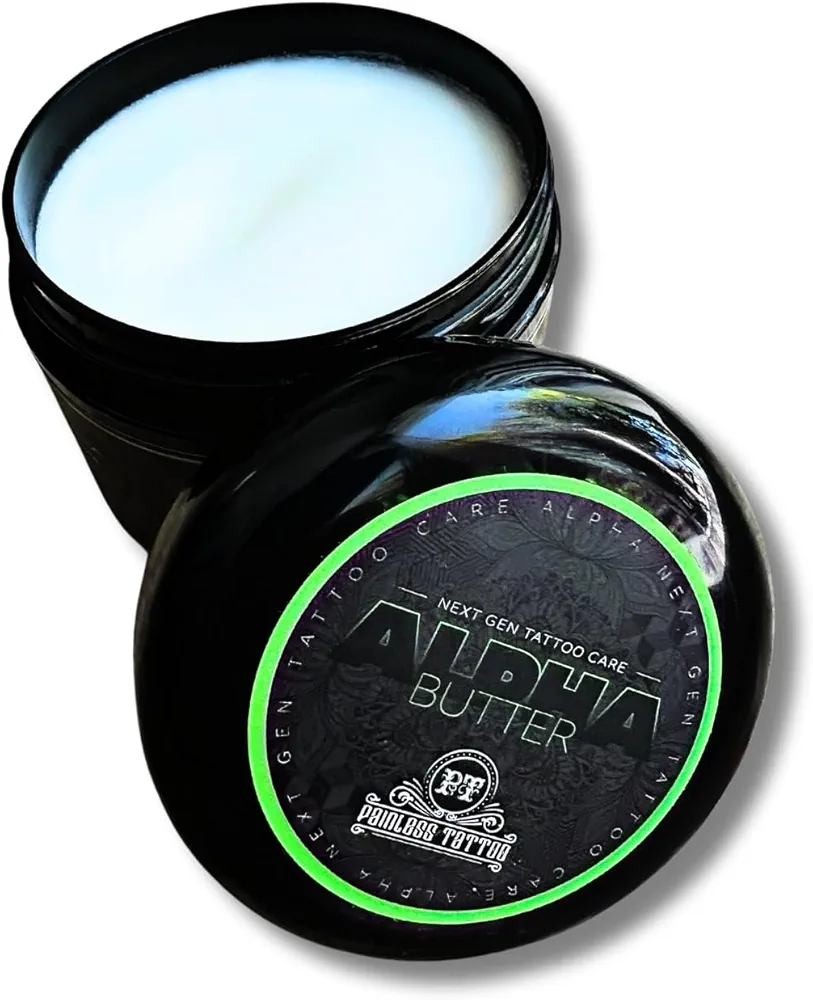 Alpha Butter - Premium Tattoo Aftercare Product - Promotes Faster Healing - Renew and Revitalize Your Tattoos (4 ounce Tub)