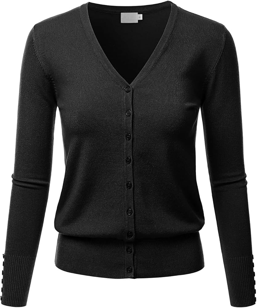 LALABEE Women's V-Neck Long Sleeve Button Down Sweater Cardigan Soft Knit(S-XXL)