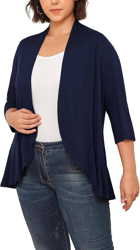 TIANZHU Plus Size Cardigan for Women Open Front Casual Loose Fit Lightweight Tops