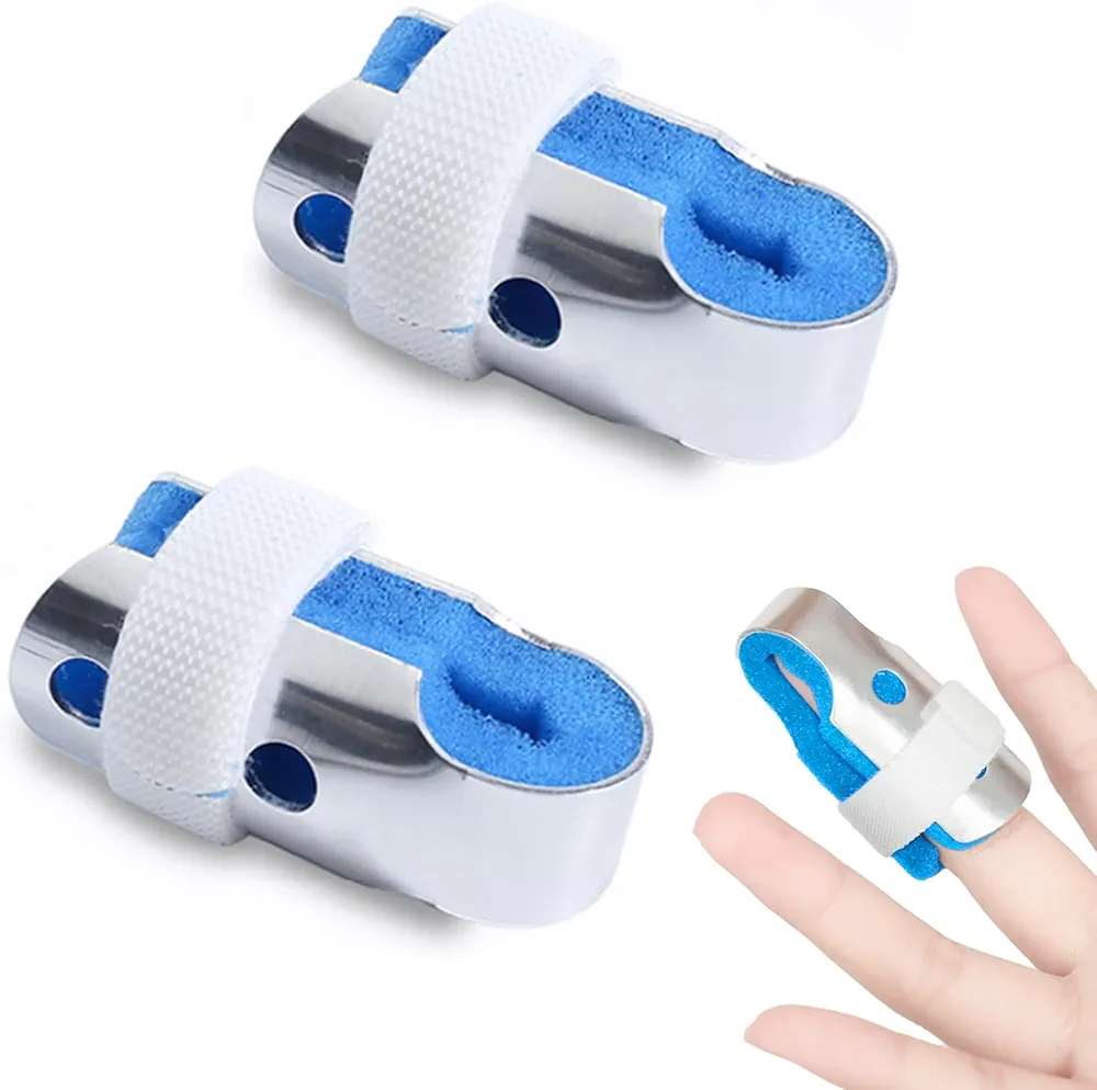 Finger Splint, Aluminium Alloy Finger Support Brace Finger Stabilizer for Broken Fingers Straightening Arthritis Knuckle Immobilization (2, Blue, Small)