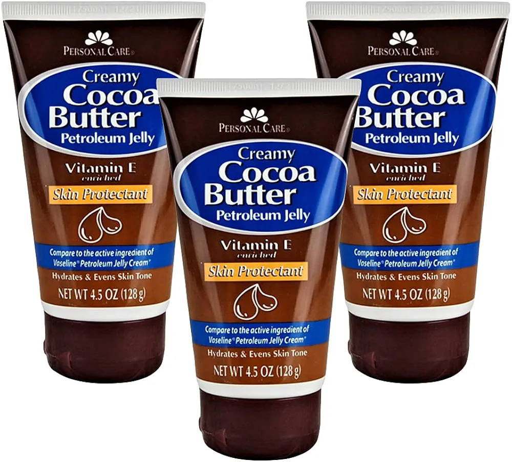 Petroleum Jelly Vitamin E and Cocoa Butter Lotion 4.5 Oz (3 Pack) Vitamin E Cream for Skin with Cocoa Butter Cream Petroleum Jelly Tube