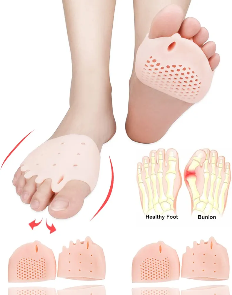 Metatarsal Pads, Toe Separators, Soft Gel Bunion Corrector Cushion, Toe Spacers, Breathable&Reusable, Idea for Mortons Neuroma, Diabetic Feet, Hammer Toe, Blisters, Rapid Pain Relief