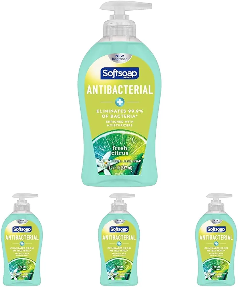 Softsoap Antibacterial Liquid Hand Soap, Fresh Citrus - 11.25 fluid ounce Green (Pack of 4)