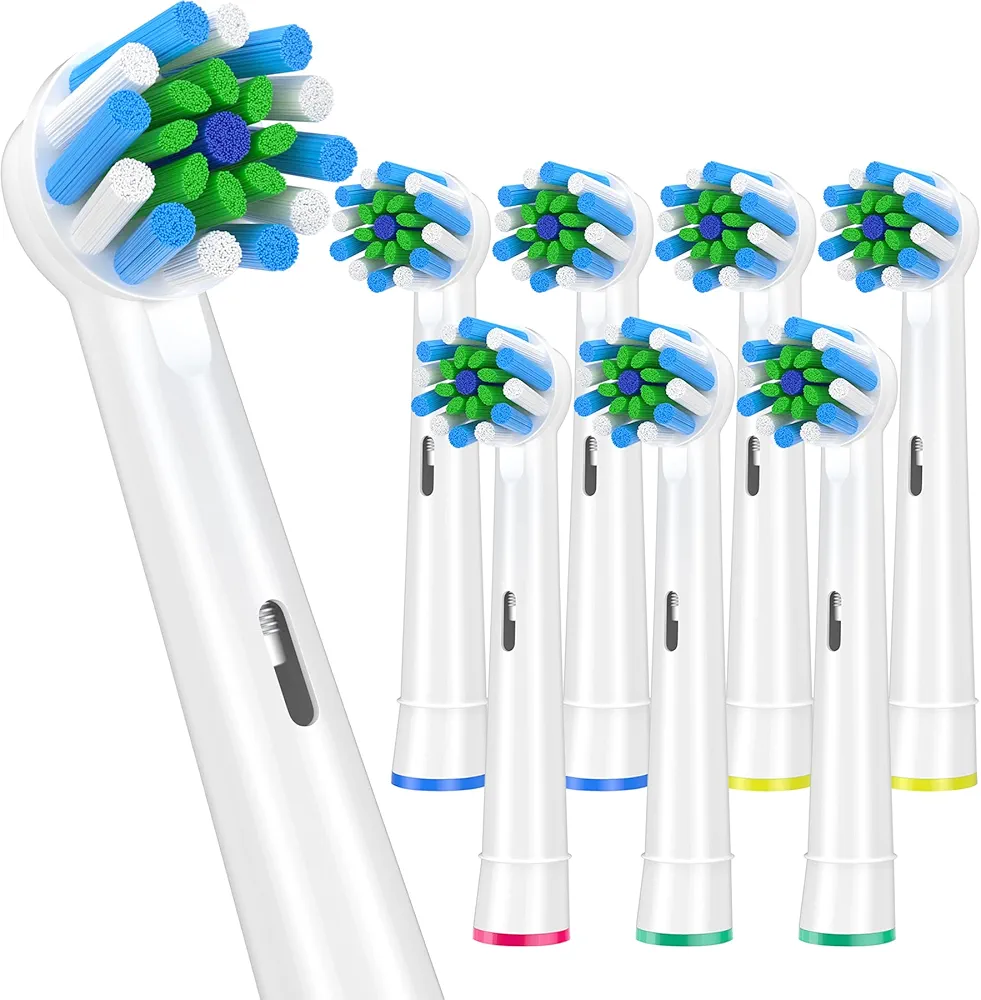 Cross Clean Replacement Brush Heads Compatible with Oral B-8 Pack Cross Clean Refill Electric Toothbrush Heads for Cross Clean Action Pro 1000,for Oral B Pro 1000/9600/500/3000 (White)