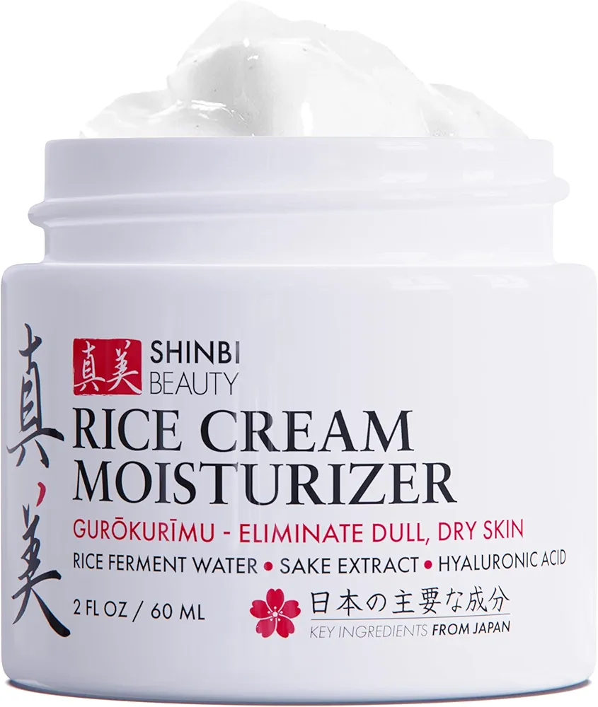 Japanese Skincare Moisturizer for Face - Rice Cream With Rice Ferment + Sake Extract - J Beauty Natural Asian Skincare Products 2oz