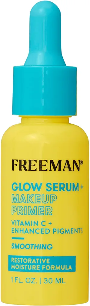 Freeman Restorative Glow Booster Serum + Makeup Primer, Lightweight Moisturizing Facial Serum, Long Lasting Makeup, Infused With Vitamin C, Brightens & Plumps Skin, 1.0 fl.oz./ 50 mL Bottle