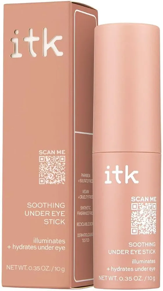 ITK Skincare Caffeine + Aloe Vera Under Eye Stick Serum For Dark Circles - Anti Aging Moisturizer for Fine Lines + Wrinkles - Calms Redness - Hydrate, Brighten + Soothe Puffy Eyes