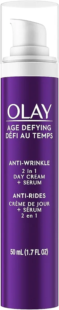 Olay Face Serum by Age Defying Anti-Wrinkle 2-in-1 Day Cream Plus Face Serum, Aloe Vera, 1.7 Fl Oz