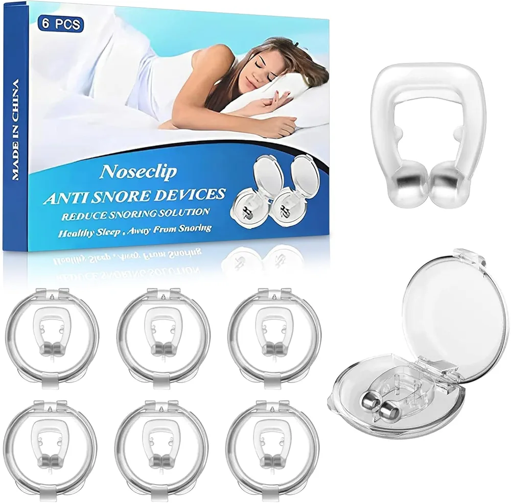 Anti Snoring Devices, Snore Stopper with Adjustable Magnet, Snoring Solution for Comfortable and Quieter Sleep, Silicone 6PCS Nose Clip Stop Snoring, Effective to Relieve Snoring