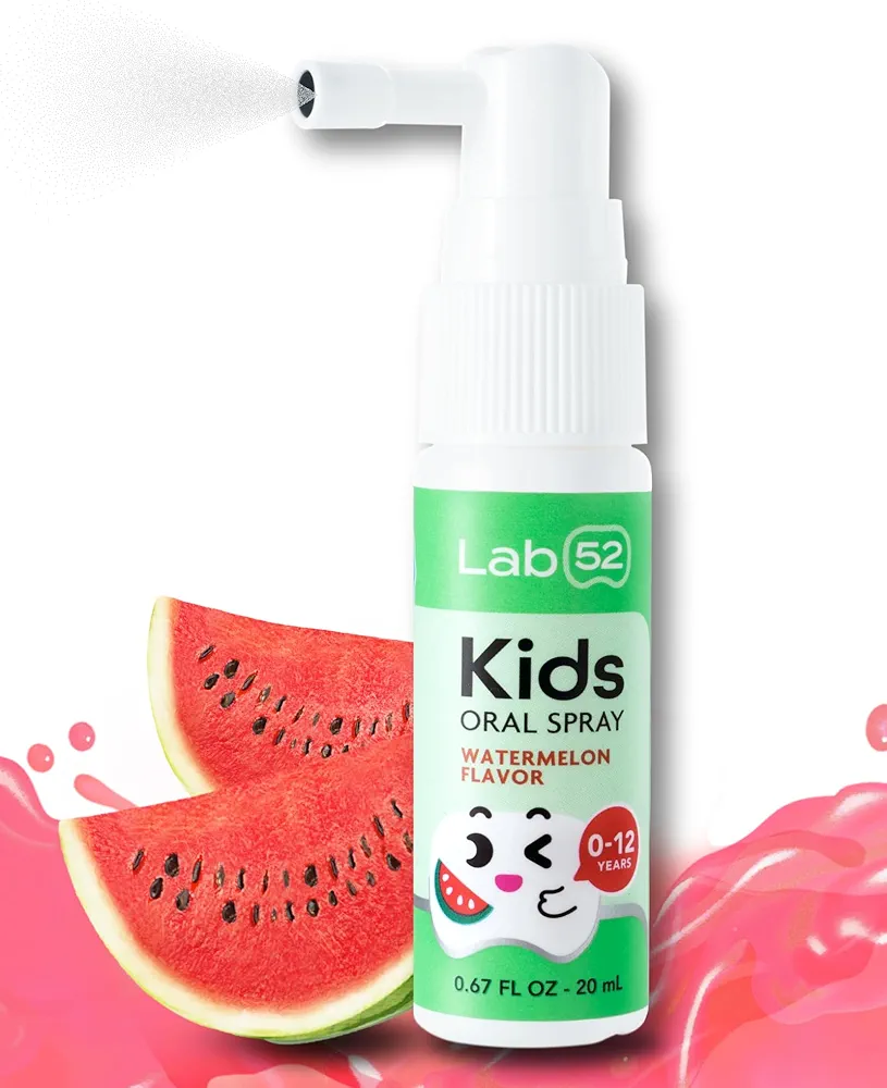 LAB52 Kids Oral Spray, Toddler Toothpaste Helper for Cavity Repair and Fresh Breath, Children Anticavity with Fluoride Free for Newborn to Preschoolers, Xylitol Watermelon Flavor