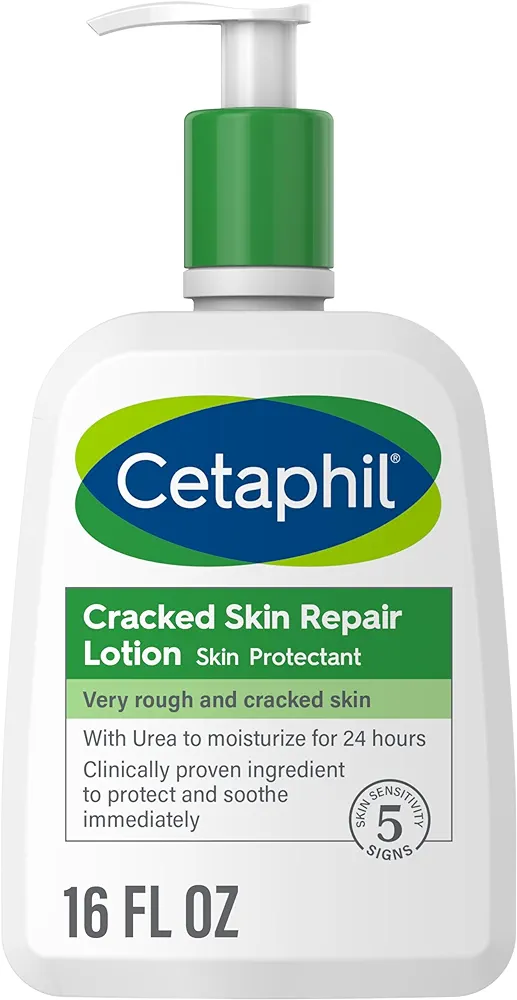 Cetaphil Cracked Skin Repair Lotion, 16 oz, For Very Rough & Cracked, Sensitive Skin, 24 Hour Hydration, Protects & Hydrates Cracked Skin, Hypoallergenic, Fragrance Free