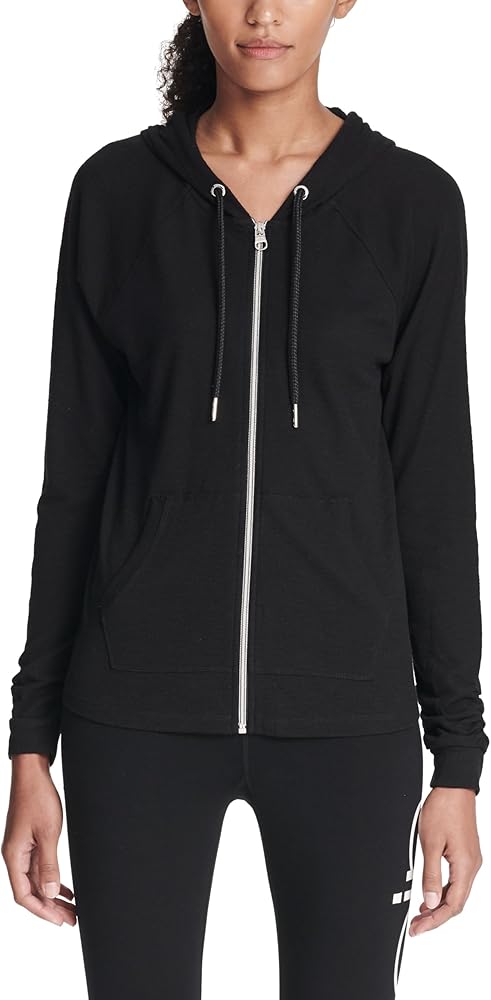 Calvin Klein Women's Premium Performance Ruched Long Sleeve Zip Up Hoodie (Standard and Plus)