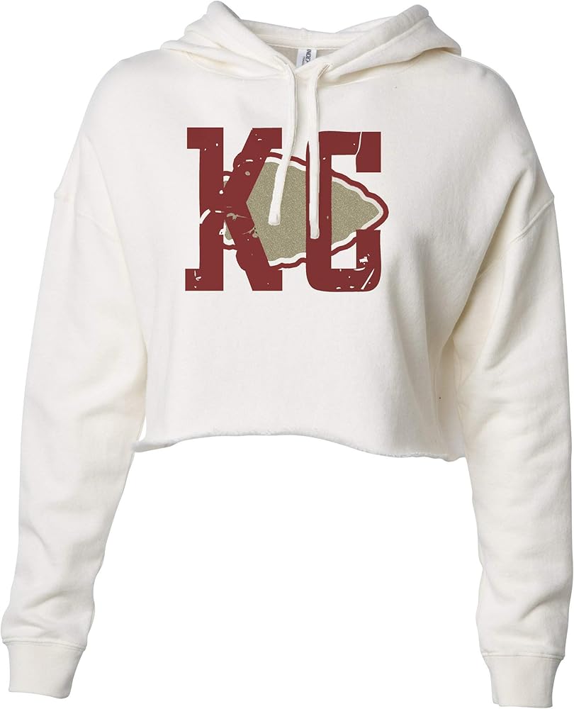 Kansas City Fashion Crop Top Hoodie "KC" Little Royaltee Football Sports Sweatshirt Collection