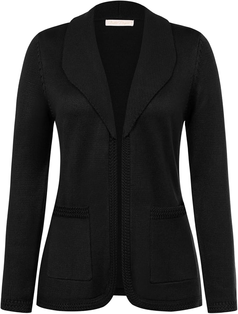 Belle Poque Women Sweater Blazer Vintage Cardigan Sweater V Neck Shawl Lapel Collar Cardigan with Pockets