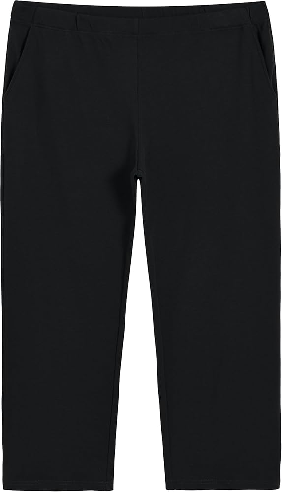 Weintee Women's Plus Size Pull On Cotton Knit Pants with Pockets