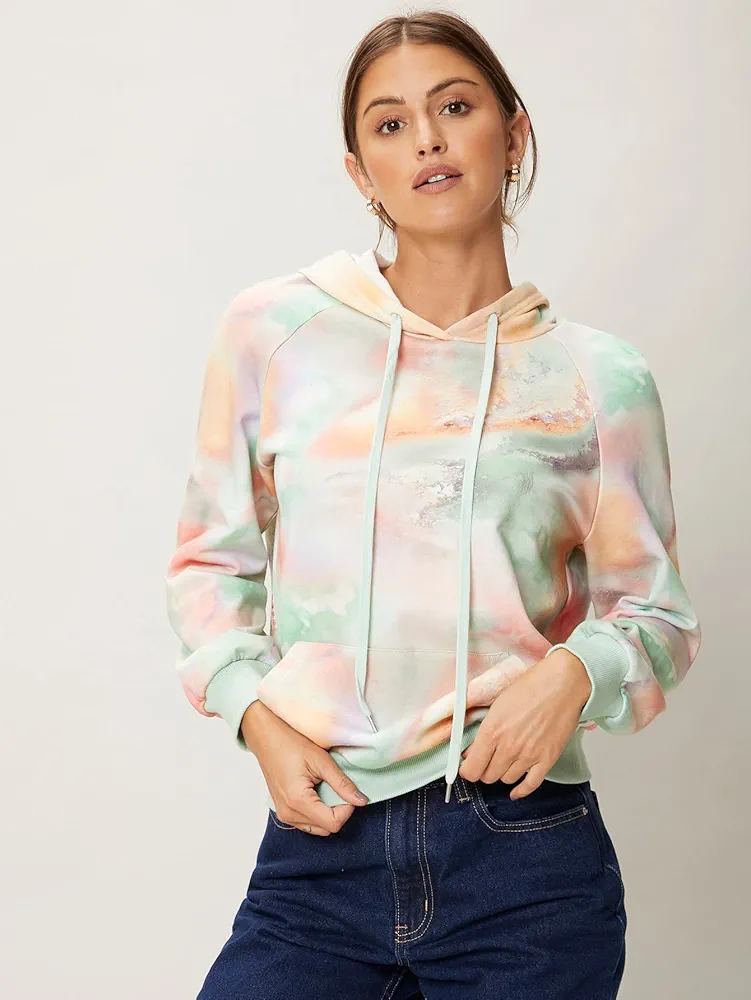 Women's Sweatshirt Sweatshirts Hoodies 100% Cotton Tie-Dye Hoodie Warmth Beautiful Lovely Fashionable (Color : Multicolor, Size : Medium)