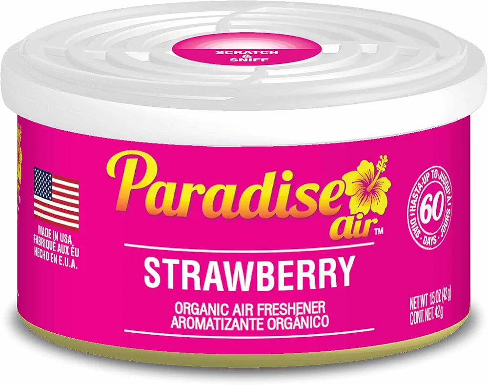 4 Paradise Organic Air Freshener Strawberry Scent Fiber Can Home Fragrance Aroma