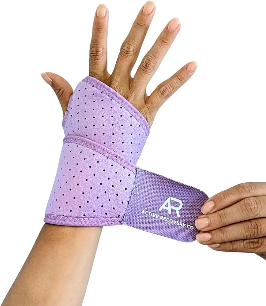 2-pack Stylish Compression Wrist Wraps and Carpal Tunnel Wrist Brace for Women for Fitness, Exercise, Arthritis Pain Relief, Weightlifting, Tendonitis, Wrist Sprain (Lavender)