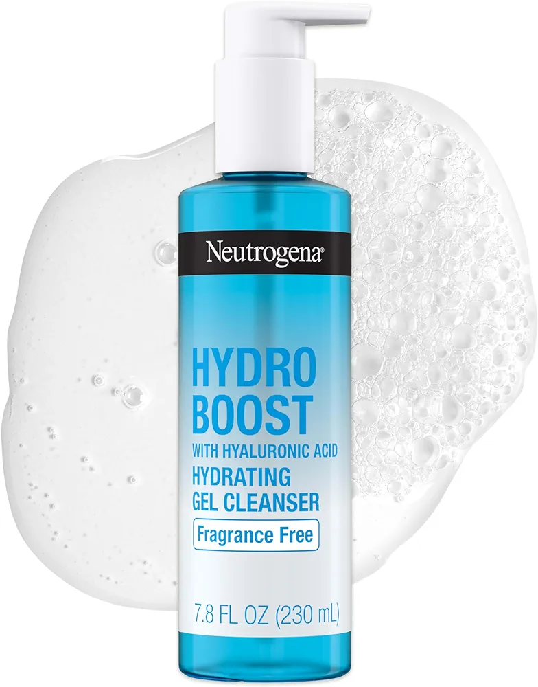 Neutrogena Hydro Boost Fragrance Free Hydrating Gel Facial Cleanser with Hyaluronic Acid, Daily Foaming Face Wash & Makeup Remover, Gentle Face Wash, Non-Comedogenic, 7.8 fl. oz