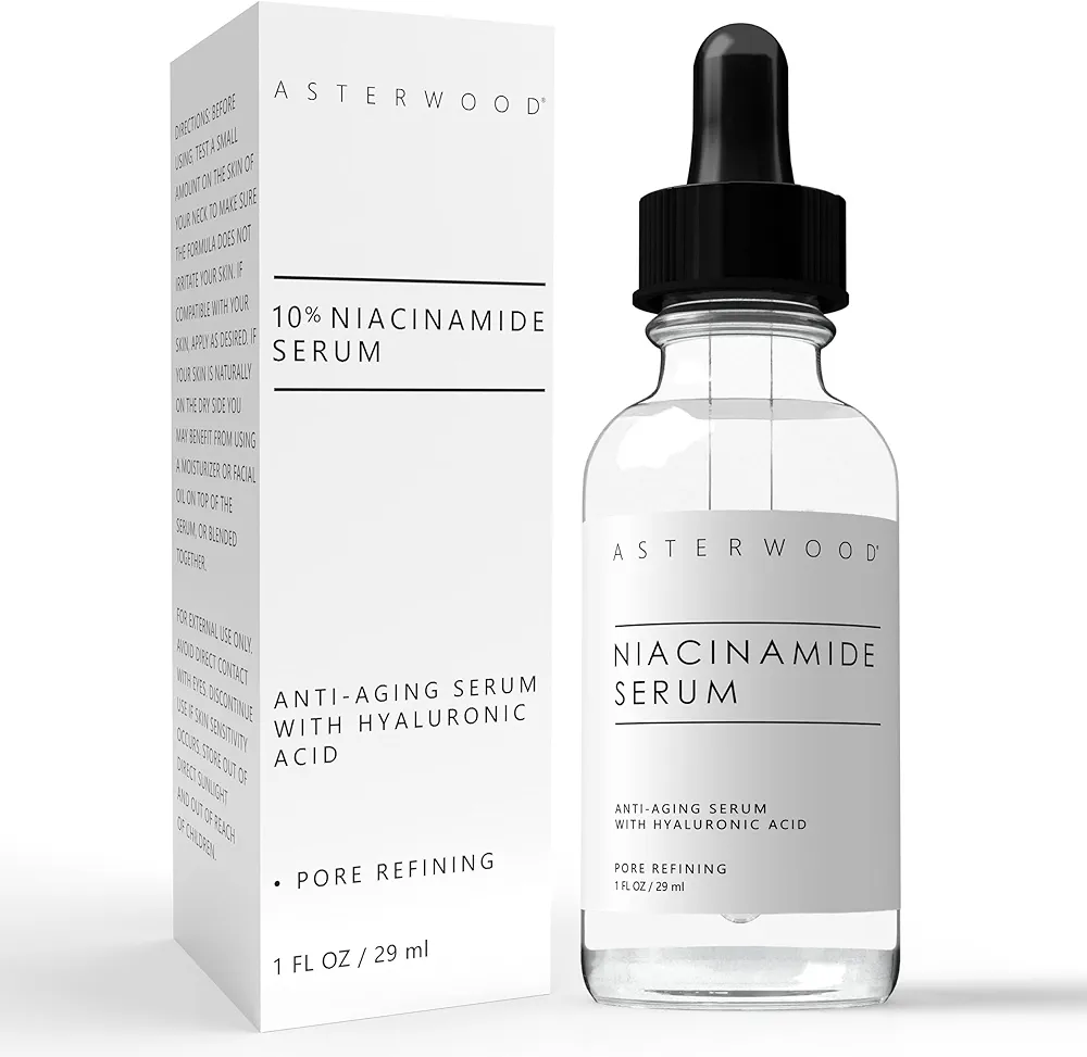 Niacinamide Serum for Face - Anti-Aging, Pore Minimizing, Hydrating - Vitamin B3 Facial Serum - with Hyaluronic Acid - Tone, Texture - 10% Niacinamide - 29 ml/1 oz