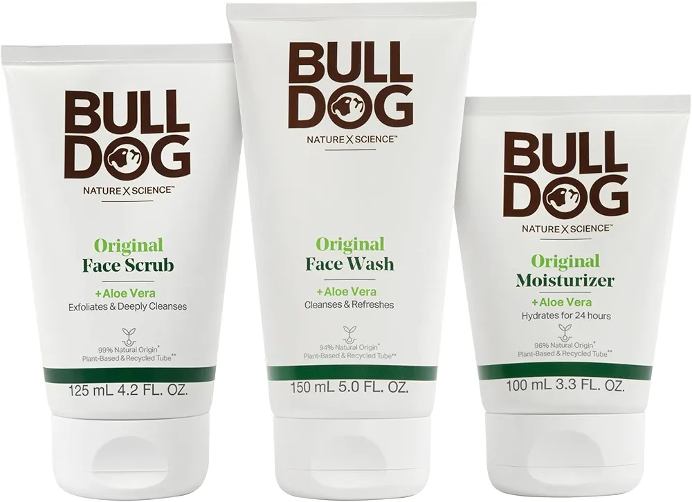 Bulldog Mens Skincare and Grooming Original Full Face Kit with Moisturizer, Face Wash & Face Scrub