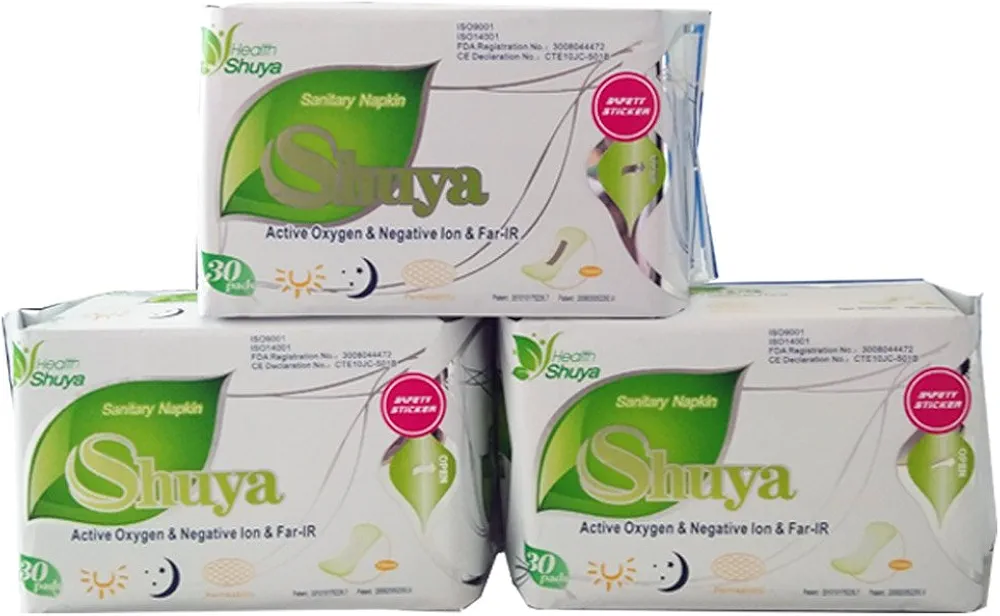 SHUYA Soft Cotton Pantilners for Women Wingless, Patented Active Oxygen and Anion Strip, Mint Herbal Scented, Size155mm -90Count(Pack of 3)