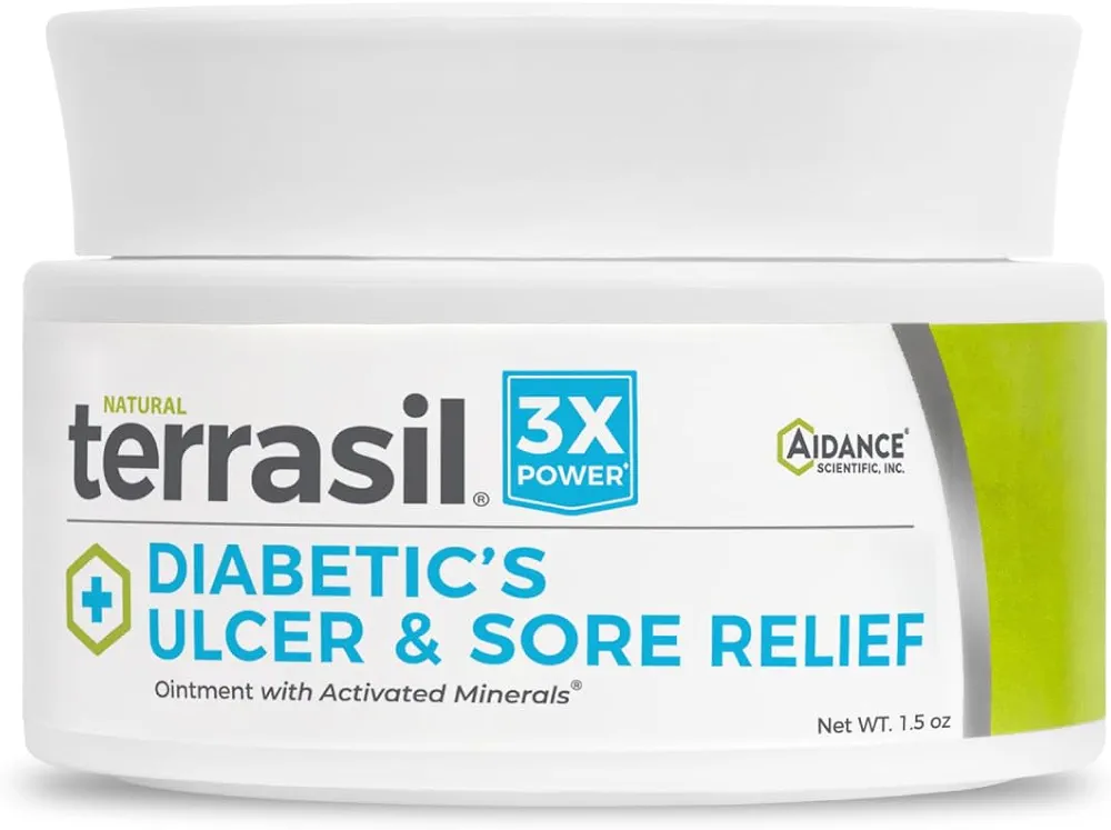 terrasil Diabetic Ulcer Cream & Sore Relief, Natural Relief & Fast Soothing Treatment, Diabetic Cream for Ulcers, Foot Ulcers & Sores. 3X Action (1.5 oz)