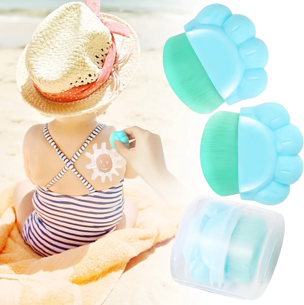 3 Pack Sunscreen Applicator Kids Sunblock Buddy Brush Set with Protective Case Suncream Sun Lotion for Women Cream Liquid Foundation Powder