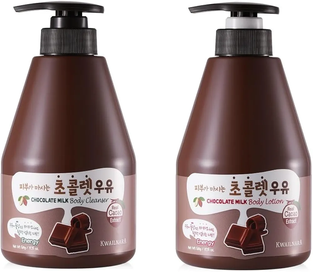 WELCOS KWAILNARA Milk Body Cleanser and Body Lotion Set (560 g / 19.75 oz. each) (Chocolate Milk)