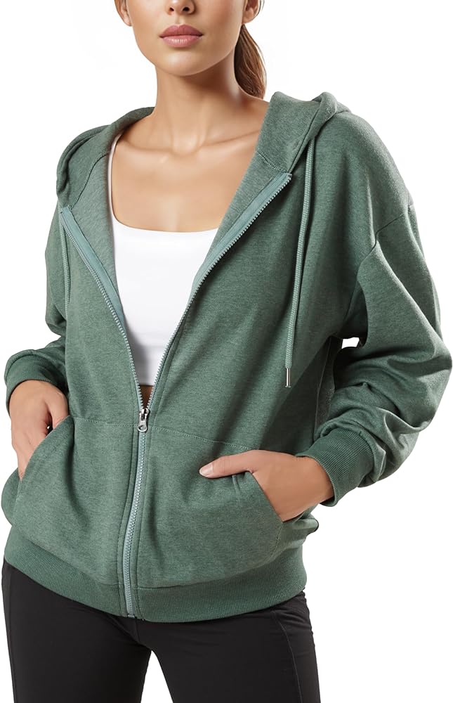 GIVON Women's Oversized Zip Up Hoodie Lightweight Thin Long Sleeve Hooded Sweatshirt with Pockets