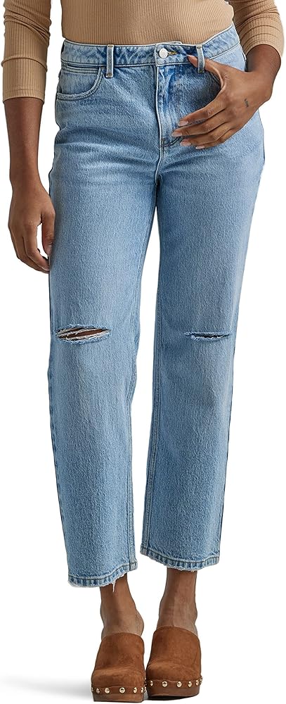 Wrangler Womens High Rise Rodeo Straight Leg Crop Jeans