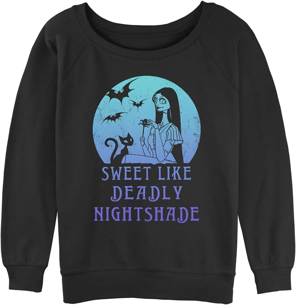 Disney Women's The Nightmare Before Christmas Sally Moon Junior's Raglan Pullover with Coverstitch