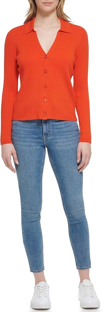 Calvin Klein Women's Rib Cardi Button Front