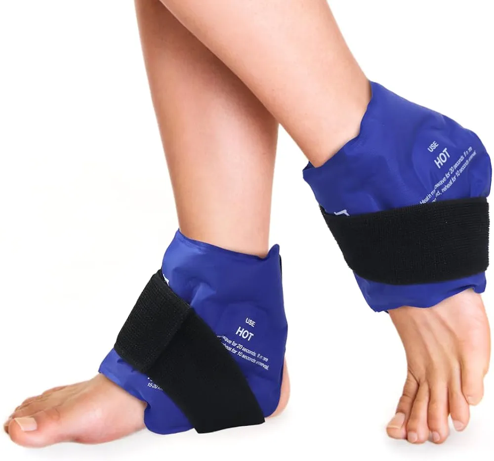 NEWGO 2 Pack Ankle Ice Pack Wraps for Swelling,Ice Pack for Ankle Injuires Reusable Ankle Cold Pack Wraps Hot Cold Therapy Ankle Ice Wraps for Sprains, Achilles, Tendonitis - Blue