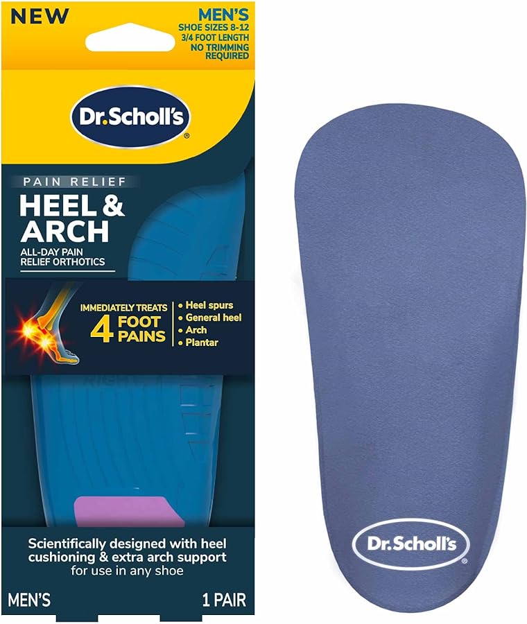 Dr. Scholl's® Heel & Arch All-Day Pain Relief Orthotics, Men's 8-12, 1 Pair, 3/4 Length