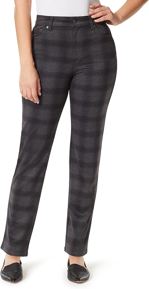 Gloria Vanderbilt Women's Amanda Ponte High Rise Knit Pant, Dark Heather Grey Montpelier, 6 Petite