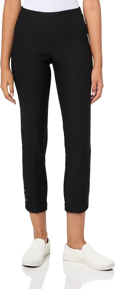 SLIM-SATION Women's Pull on Solid Fine Line Twill Ankle Pant