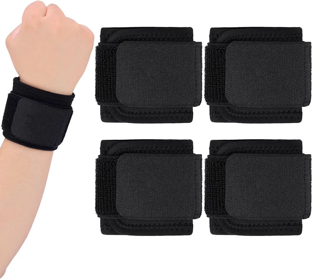 4 Pieces Wrist Wrap Adjustable Wrist Brace Splint Support Wrist Strap Carpal Tunnel Wrist Brace Right and Left Hands Wrist Guard for Men and Women Sports Weightlifting, 16.5 x 3.1 Inches